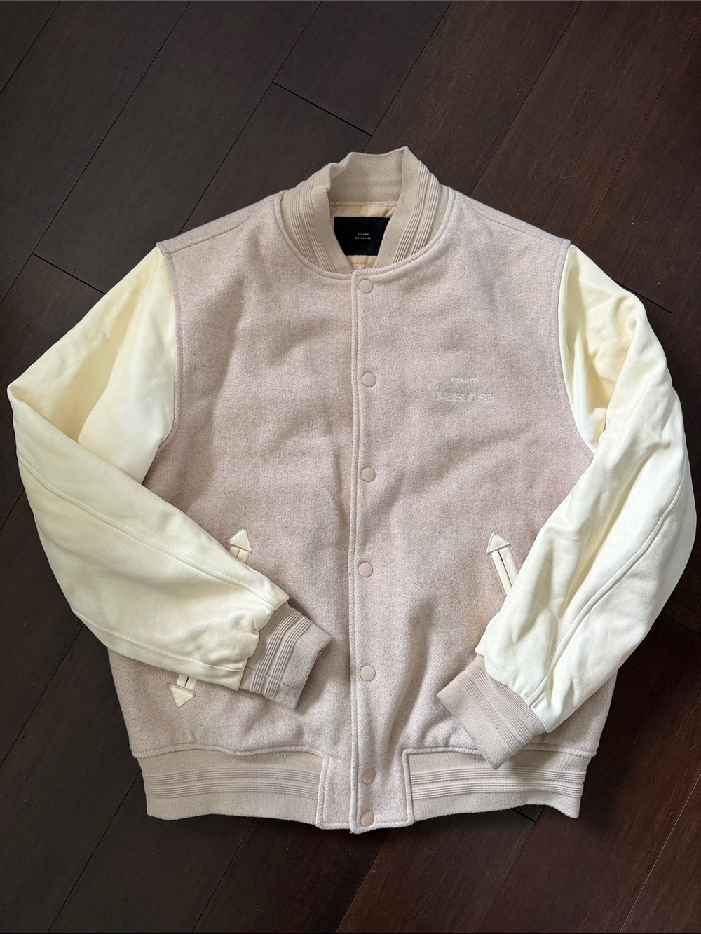STAMP Matsuhisa SUSHI CLUB Two-Tone Cream Bomber Jacket